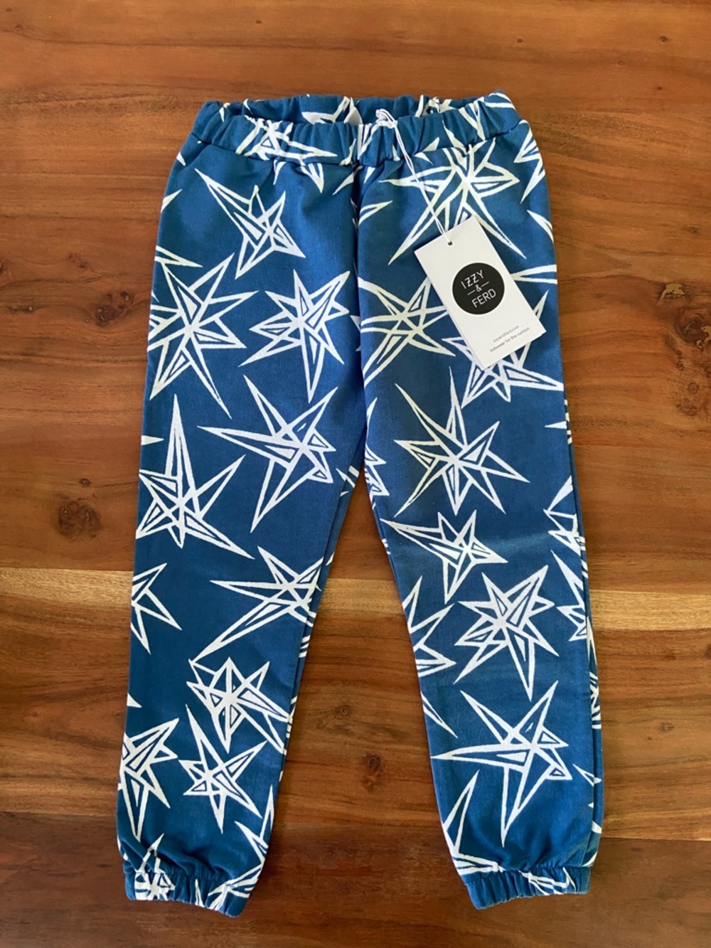 izzy & ferd kids sweat pant unisex star pants boys or girls blue white Americana
